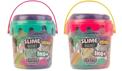 SlimeTastic 1KG+ Slime Beads Bucket – Giant Kids Sensory Toy Tub